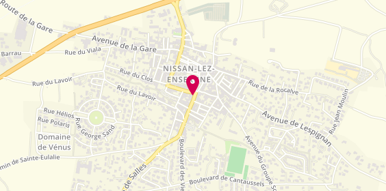 Plan de Agence de Nissan Lez Enserune, 2 avenue de la Promenade, 34440 Nissan-lez-Enserune