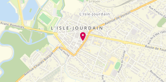 Plan de Cic Societe Bordelaise, 18 place de l'Hôtel de Ville, 32600 L'Isle-Jourdain