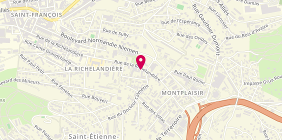 Plan de Banque Populaire Auvergne Rhône Alpes, 118 Rue Richelandière, 42100 Saint-Étienne
