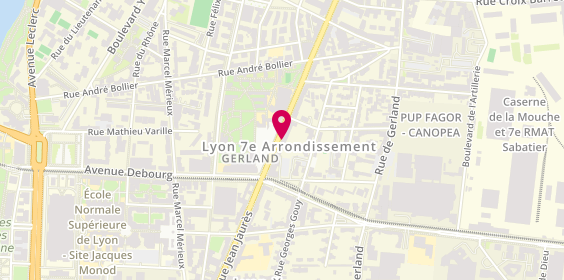 Plan de BNP Paribas - Lyon Gerland Debourg, 249 avenue Jean Jaurès, 69007 Lyon