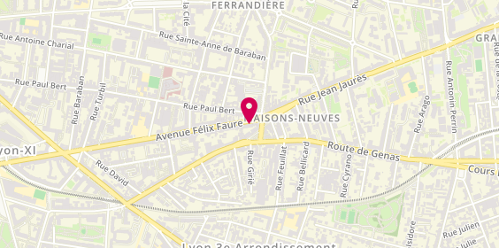 Plan de Banque Populaire Auvergne Rhône Alpes, 240 Bis avenue Félix Faure, 69003 Lyon