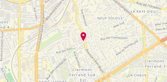 Plan de BNP Paribas - Clermont Ferrand Neufs Soleils, 84 avenue Léon Blum, 63000 Clermont-Ferrand