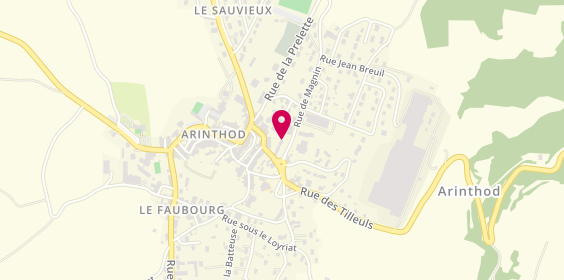 Plan de Crédit Agricole Franche Comté - Agence Arinthod, 2 place de la Poste, 39240 Arinthod