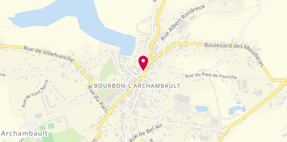 Plan de BNP Paribas - Bourbon l'Archambault, 8 Rue de la Burge, 03160 Bourbon-l'Archambault