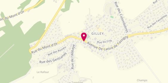 Plan de Crédit Agricole Franche Comté - Agence Gilley, 4 avenue de Lattre de Tassigny, 25650 Gilley