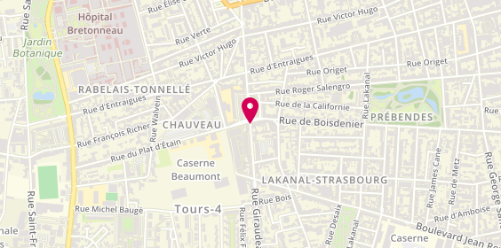 Plan de Credit Agricole Tours Rabelais, 80 Rue Giraudeau, 37000 Tours