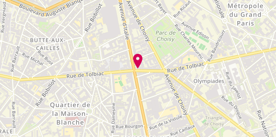 Plan de BNP Paribas - Paris Tolbiac 13e, 59 avenue d'Italie, 75013 Paris
