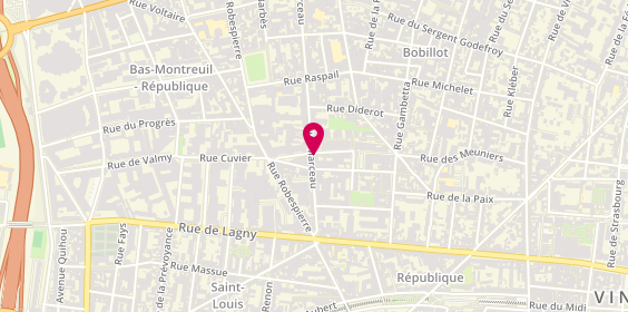 Plan de BNP Paribas - Montreuil Valmy 8, 93 Rue Marceau, 93100 Montreuil
