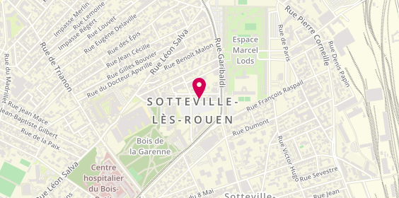 Plan de BNP Paribas - Sotteville Les Rouen, 14 place de l'Hôtel de Ville, 76300 Sotteville-lès-Rouen