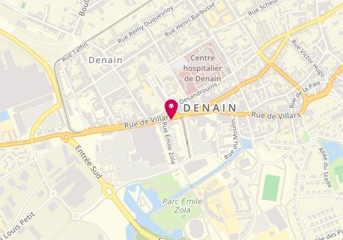 Plan de BNP Paribas - Denain, 96 Rue de Villars, 59220 Denain