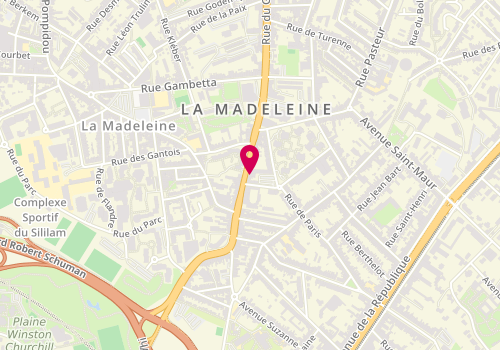 Plan de BNP Paribas - la Madeleine, 124 Rue du Général de Gaulle, 59110 La Madeleine